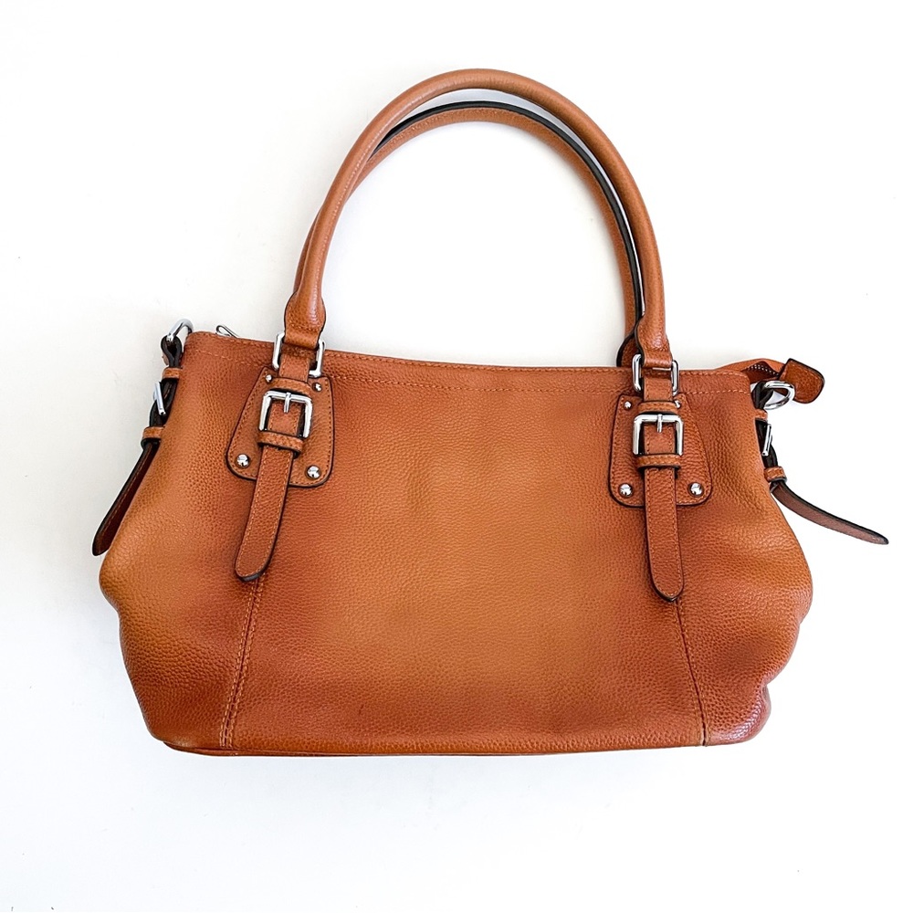 Vintage Heshe Tan Pebbled Leather Satchel Shoulder Bag